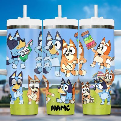 Bluey Cartoon Custom Stanley Quencher 40Oz Stainless Steel Tumbler