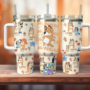 Bluey Cartoon Custom Stanley Quencher 40Oz Stainless Steel Tumbler