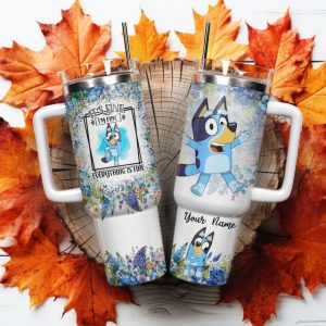 Bluey Cartoon Custom Stanley Quencher 40Oz Stainless Steel Tumbler