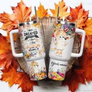 Bluey Cartoon Custom Stanley Quencher 40Oz Stainless Steel Tumbler
