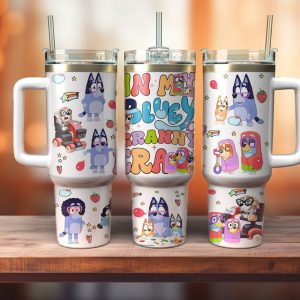 Bluey Cartoon Custom Stanley Quencher 40Oz Stainless Steel Tumbler