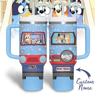 Bluey Cartoon Custom Stanley Quencher 40Oz Stainless Steel Tumbler