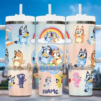 Bluey Cartoon Custom Stanley Quencher 40Oz Stainless Steel Tumbler
