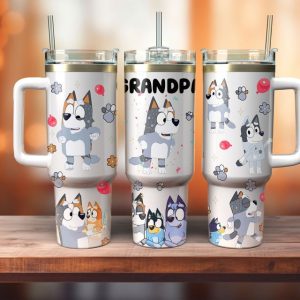 Bluey Cartoon Custom Stanley Quencher 40Oz Stainless Steel Tumbler