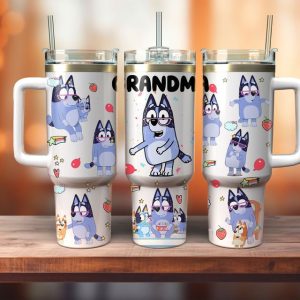 Bluey Cartoon Custom Stanley Quencher 40Oz Stainless Steel Tumbler