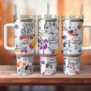 Bluey Cartoon Custom Stanley Quencher 40Oz Stainless Steel Tumbler