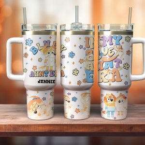 Bluey Cartoon Custom Stanley Quencher 40Oz Stainless Steel Tumbler