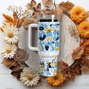 Bluey Cartoon Custom Stanley Quencher 40Oz Stainless Steel Tumbler