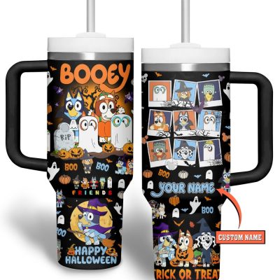 Bluey Cartoon Custom Stanley Quencher 40Oz Stainless Steel Tumbler With Handle
