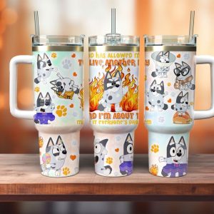 Bluey Cartoon Custom Stanley Quencher 40Oz Stainless Steel Tumbler