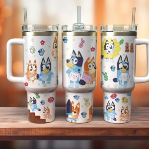 Bluey Cartoon Custom Stanley Quencher 40Oz Stainless Steel Tumbler