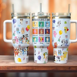Bluey Cartoon Custom Stanley Quencher 40Oz Stainless Steel Tumbler
