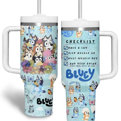 Bluey Tv Series Custom Stanley Quencher 40Oz Stainless Steel Tumbler
