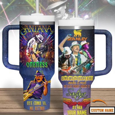 Carlos Santana Music Custom Stanley Quencher 40Oz Stainless Steel Tumbler With Handle