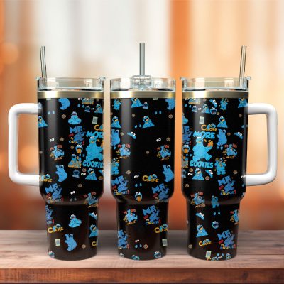 Cookie Monster Sesame Street Tv Series Custom Stanley Quencher 40Oz Stainless Steel Tumbler With Handle