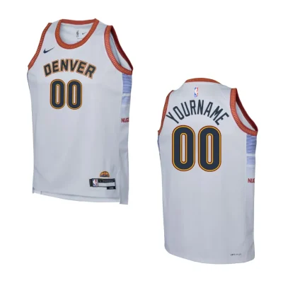 Youth Denver Nuggets 2022-23 City Edition Custom Grey Jersey