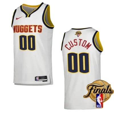 Custom White 2023 NBA Finals Denver Nuggets Association Edition Jersey