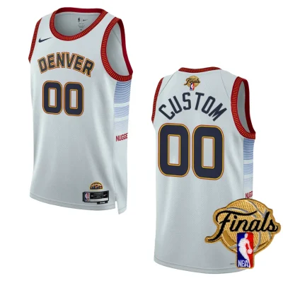 Custom White 2023 NBA Finals Denver Nuggets City Edition Jersey