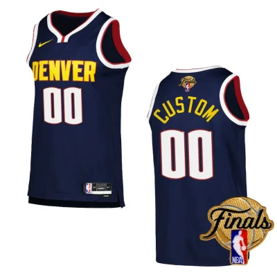 Custom Navy 2023 NBA Finals Denver Nuggets Icon Edition Jersey