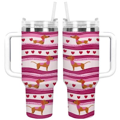 Dachshund Dog Custom Stanley Quencher 40Oz Stainless Steel Tumbler With Handle