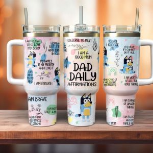 Dad Bluey Cartoon Custom Stanley Quencher 40Oz Stainless Steel Tumbler