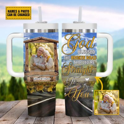 God Blessed Photo Custom Stanley Quencher 40Oz Stainless Steel Tumbler With Handle