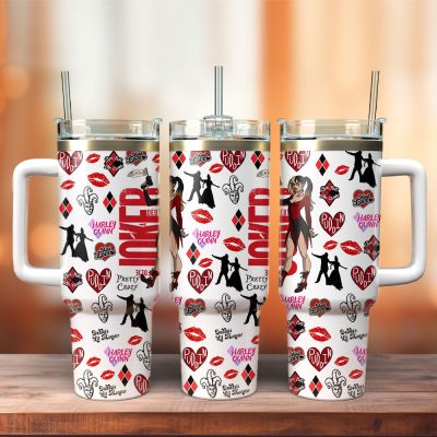 Harley Quinn Joker Movies Custom Stanley Quencher 40Oz Stainless Steel Tumbler With Handle