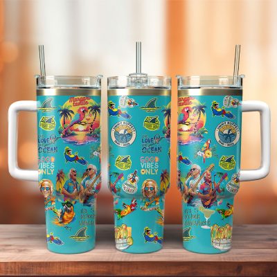 Jimmy Buffett Music Custom Stanley Quencher 40Oz Stainless Steel Tumbler With Handle