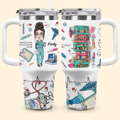 Love Being A Nurse Custom Stanley Quencher 40Oz Stainless Steel Tumbler With Handle