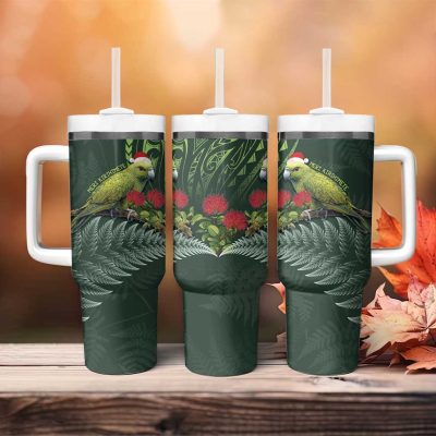 Meri Kirihimete Kakapo Green Silver Fern Christmas Vibe Custom Stanley Quencher 40Oz Stainless Steel Tumbler With Handle