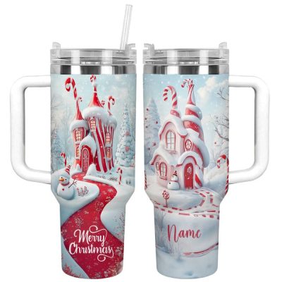 Merry Christmas Custom Stanley Quencher 40Oz Stainless Steel Tumbler With Handle