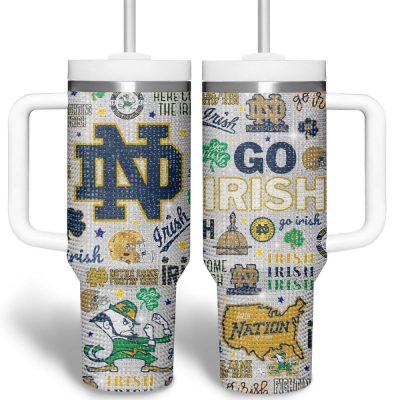 Notre Dame Fighting Irish Bling Ncaa Custom Stanley Quencher 40Oz Stainless Steel Tumbler