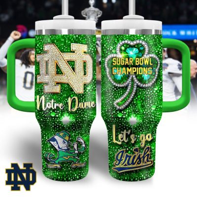Notre Dame Fighting Irish Ncaa Sports Custom Stanley Quencher 40Oz Stainless Steel Tumbler With Handle