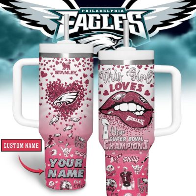 Philadelphia Eagles Nfl Sports Custom Stanley Quencher 40Oz Stainless Steel Tumbler With Handle