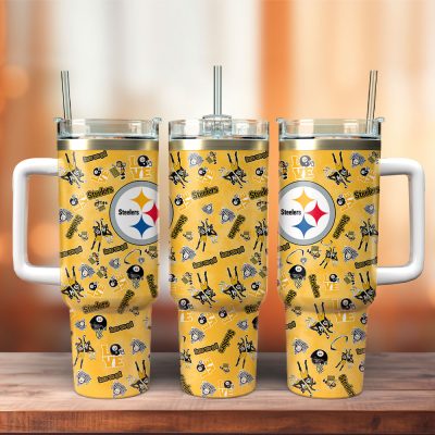 Pittsburgh Steelers Nfl Custom Stanley Quencher 40Oz Stainless Steel Tumbler With Handle