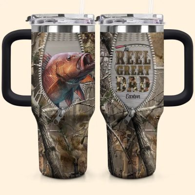 Reel Great Dad Custom Stanley Quencher 40Oz Stainless Steel Tumbler With Handle