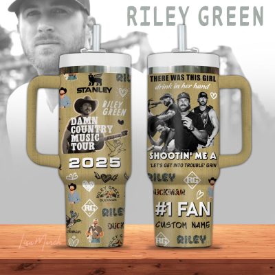 Riley Green Music Custom Stanley Quencher 40Oz Stainless Steel Tumbler With Handle
