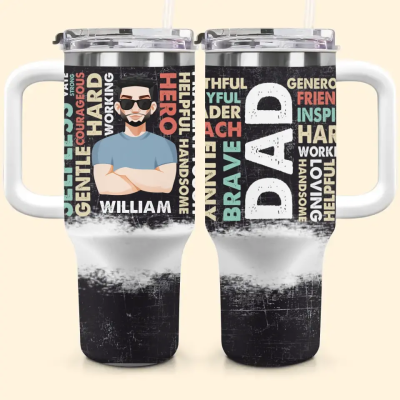 Strong Dad Custom Stanley Quencher 40Oz Stainless Steel Tumbler With Handle