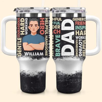 Strong Dad Custom Stanley Quencher 40Oz Stainless Steel Tumbler With Handle