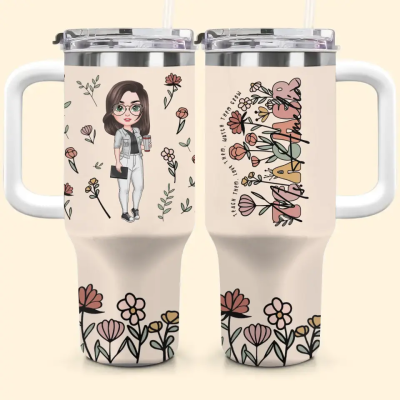 Teacher Custom Stanley Quencher 40Oz Stainless Steel Tumbler With Handle