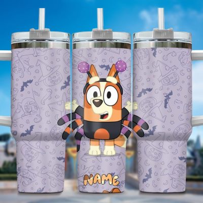 The Family Bluey Cartoon Custom Stanley Quencher 40Oz Stainless Steel Tumbler With Handle