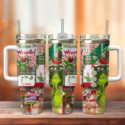 The Grinch Movies Christmas Custom Stanley Quencher 40Oz Stainless Steel Tumbler With Handle