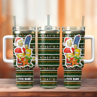The Simpsons Tv Series Christmas Custom Stanley Quencher 40Oz Stainless Steel Tumbler With Handle
