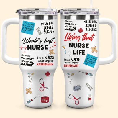 World #8217;S Best Nurse Custom Stanley Quencher 40Oz Stainless Steel Tumbler With Handle