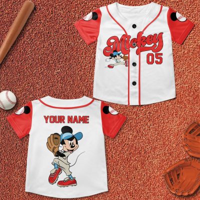 Custom Name Disney Mickey Mouse Baseball, Custom Kids Youth Adult Disney Baseball Jersey Sports Outfits Cute Gifts For Fan Disney