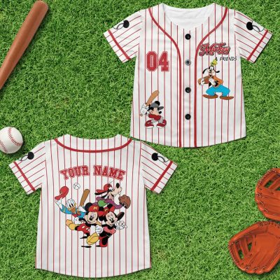 Personalized Disney Mickey Friends, Custom Kid Youth Adult Disney Jersey, Mickey Mouse Jersey, Disney Baseball Jersey Gift For Disney Fans