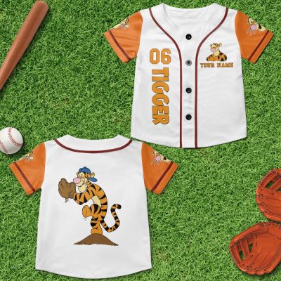 Summer New Disney Tigger Family Vacation Baseball Jacket Disney Custom Casual Baseball Jacket Oversize Street Men'S And Women'S Jersey