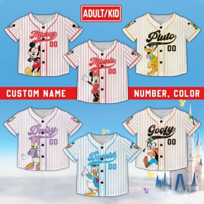Personalized Disneyy Mickey Baseball Jersey, Custom Name Mickey And Friends Jersey, Magical Kingdom Baseball Jersey, Kid Youth Adult Jersey