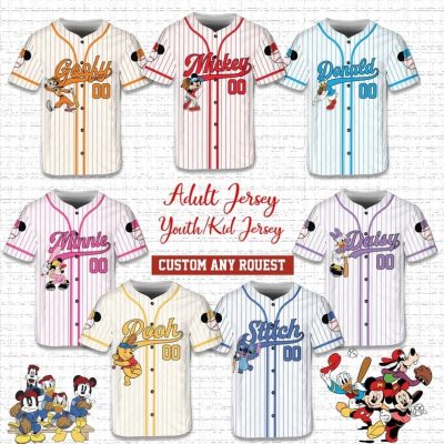 Personalized Disney Mickey Baseball Jersey, Custom Name Mickey And Friends Jersey, Magical Kingdom Baseball Jersey, Kid Youth Adult Jersey