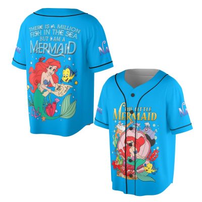 Personalize Disney The Little Mermaid Ariel, Custom Name Disney Game Day Kid Adult Jersey, Gift For Baseball Fan, Disney Princess Outfit